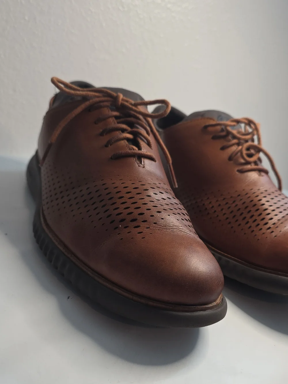 COLE HAAN 2.ZEROGRAND LASER WINGTIP OXFORDS BROWN MENS 13 GUC   HYBRID STYLE